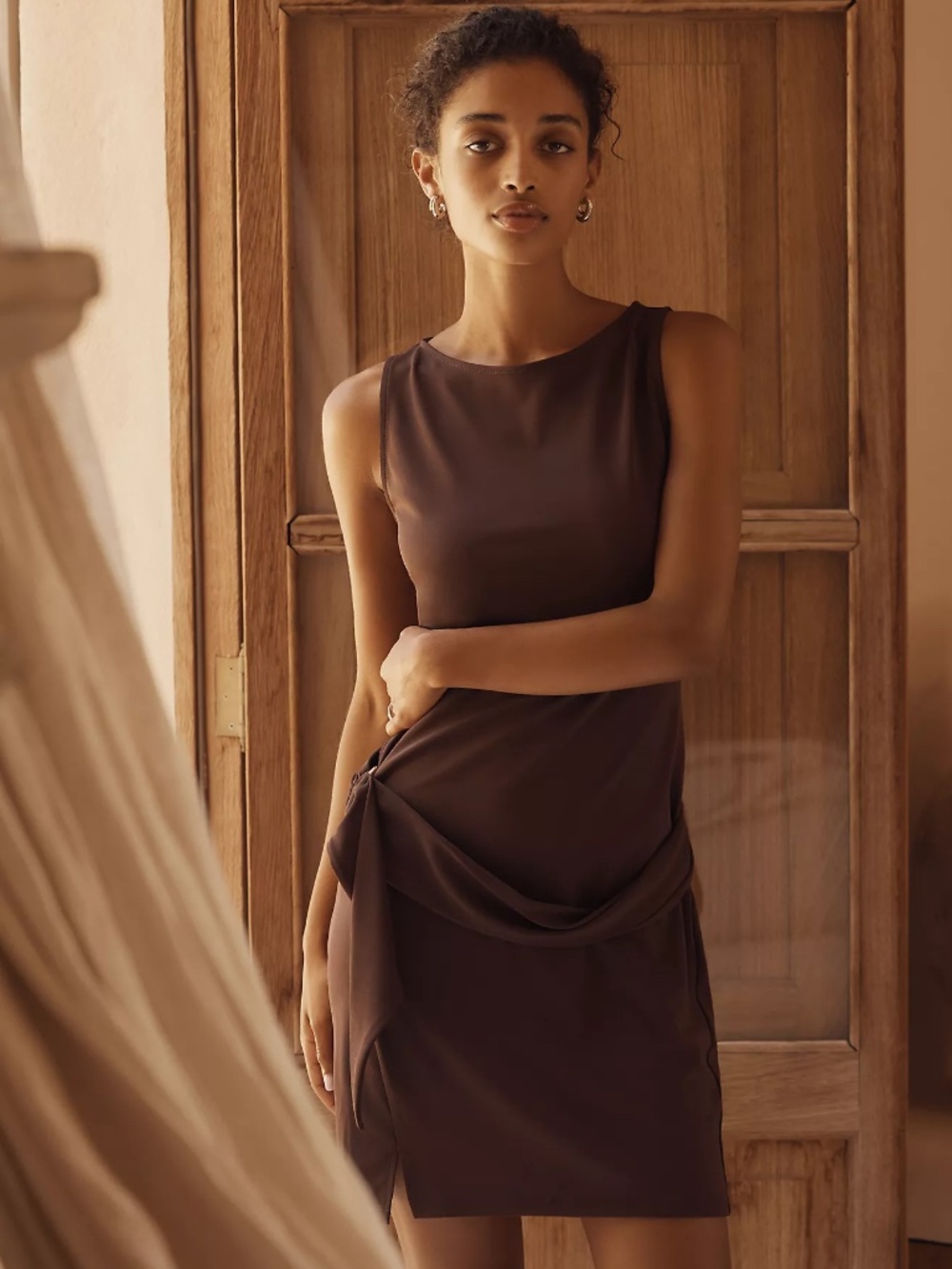 By Anthropologie Short-Sleeve Belted Sash Mini Dress